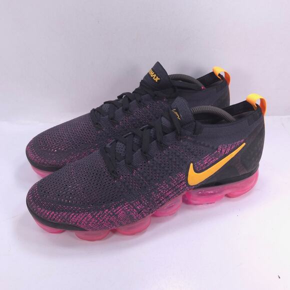 Nike Air Vapormax Flyknit 2 Athletic Shoe Mens Size 10.5 942842-008 Black Pink